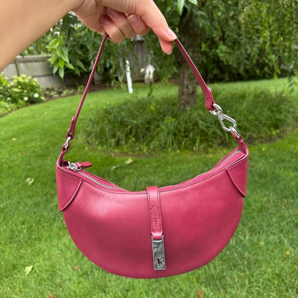 Polo Ralph Lauren Mini Shoulder Bag in Pomegranate silver tone hardware